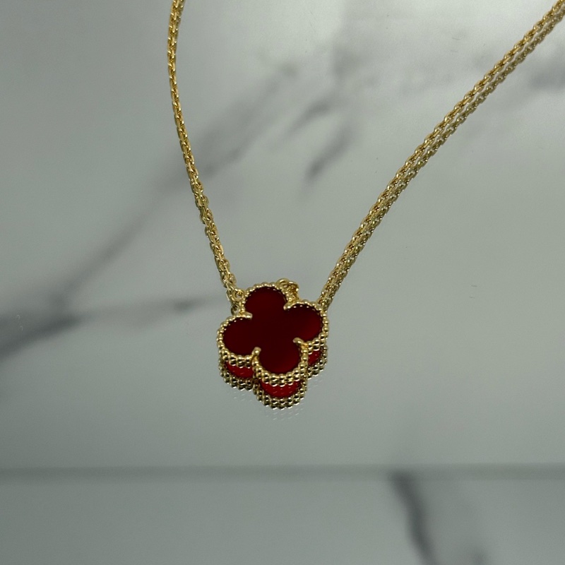 VCA/梵克雅寶 JB編碼20年全套 紅玉髓 18k金紅中花項鍊  鏈長：42cm  吊墜：15mm-4