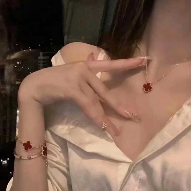 VCA/梵克雅寶 JB編碼20年全套 紅玉髓 18k金紅中花項鍊  鏈長：42cm  吊墜：15mm-7