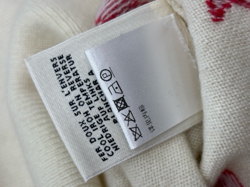 Hermes愛馬仕 白底紅刺繡山羊絨毛衣 40碼-4