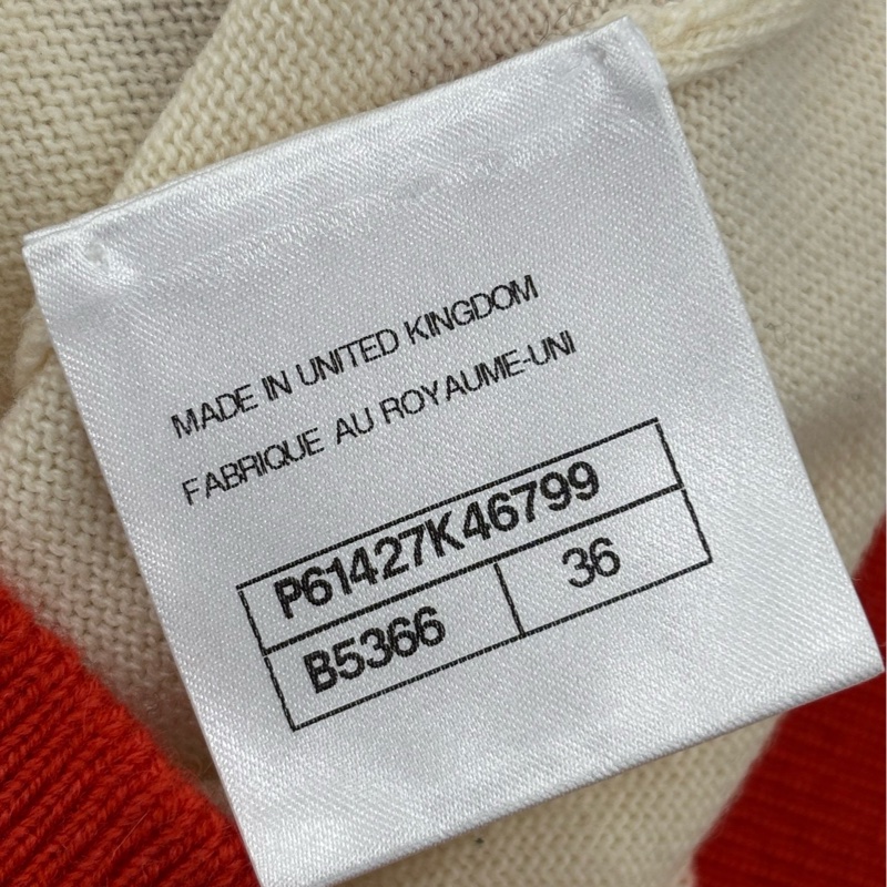 Chanel香奈兒 沙灘系列 白色拼紅色單排扣logo印花針織開襟衫 36碼-3