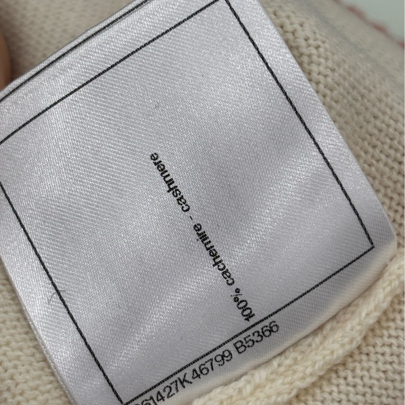 Chanel香奈兒 沙灘系列 白色拼紅色單排扣logo印花針織開襟衫 36碼-5