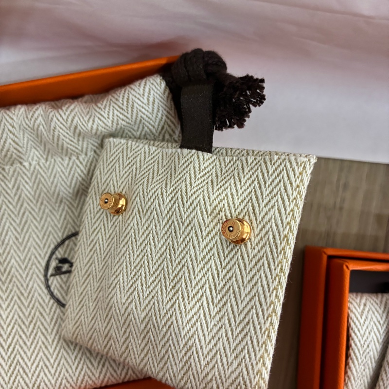 Hermes mini pop H 耳環 粉色玫瑰金 全新全配-4