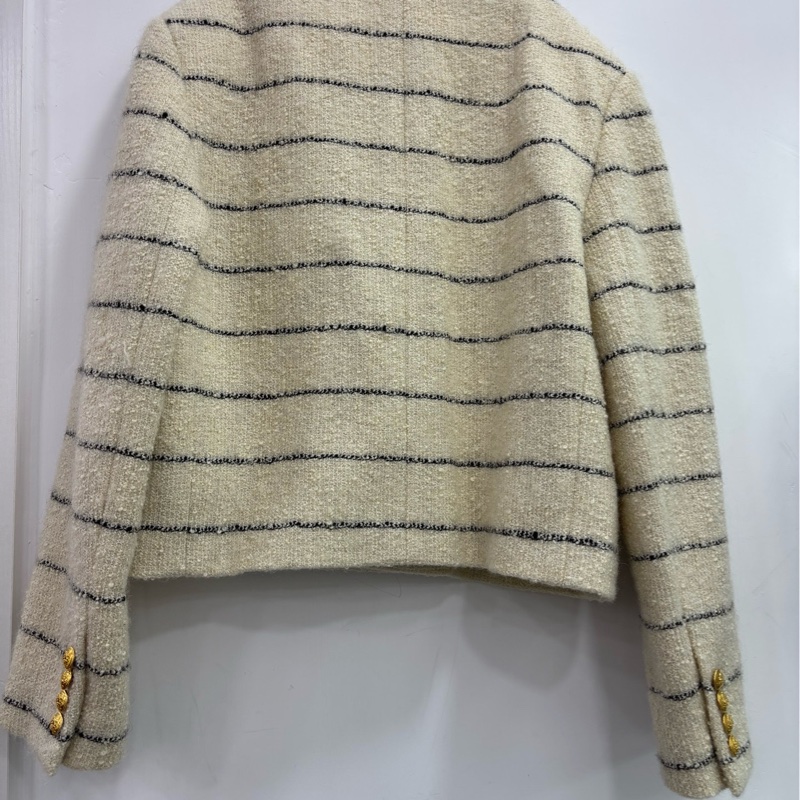 Celine賽琳 米白色條紋金色排扣外套短外套38碼-1