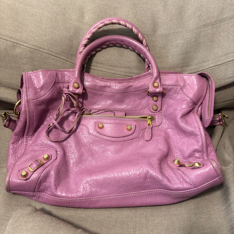 Balenciaga 粉金機車包-0