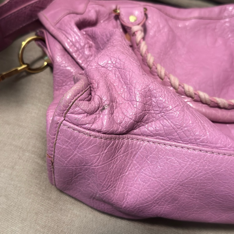 Balenciaga 粉金機車包-4