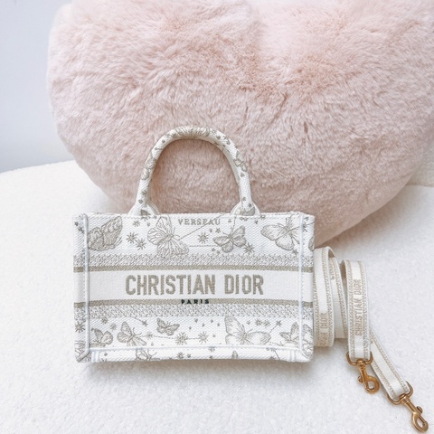 Dior book 金色蝴蝶刺繡迷你托特