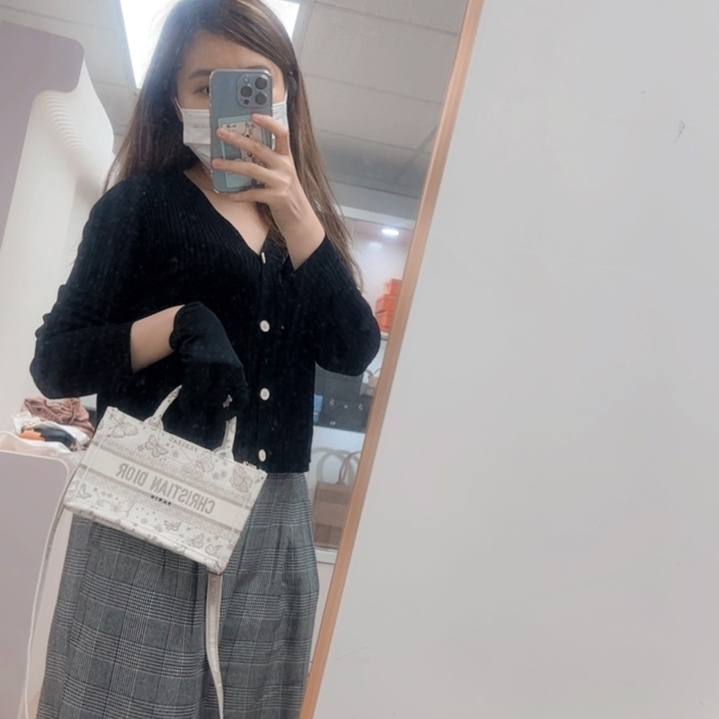 Dior book 金色蝴蝶刺繡迷你托特-13