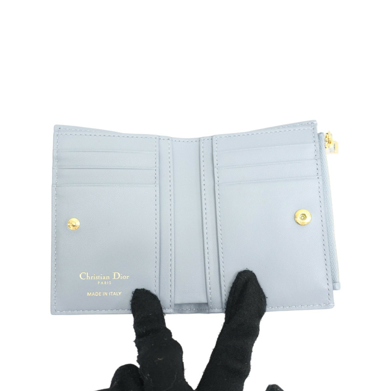 藍色 羊皮 Dior Caro Dahlia 扣式短夾 S5173【Dior 迪奧 】 S5173-2