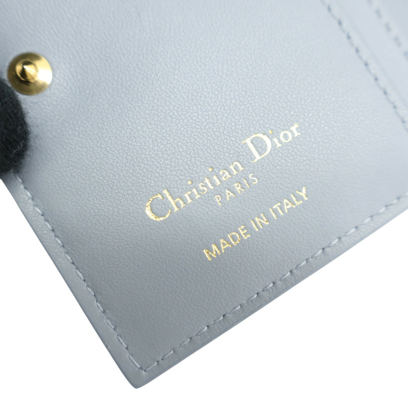 藍色 羊皮 Dior Caro Dahlia 扣式短夾 S5173【Dior 迪奧 】 S5173-5