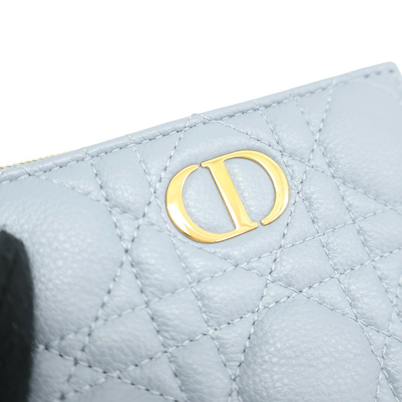 藍色 羊皮 Dior Caro Dahlia 扣式短夾 S5173【Dior 迪奧 】 S5173-7