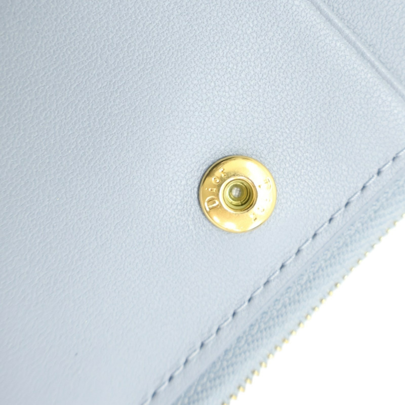 藍色 羊皮 Dior Caro Dahlia 扣式短夾 S5173【Dior 迪奧 】 S5173-8