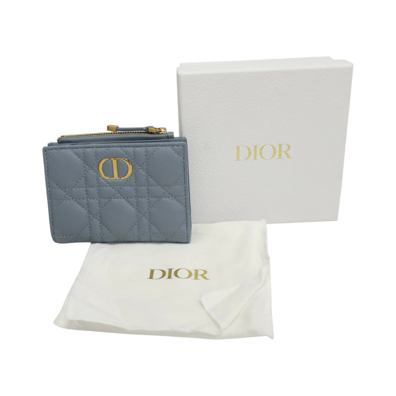 藍色 羊皮 Dior Caro Dahlia 扣式短夾 S5173【Dior 迪奧 】 S5173-9