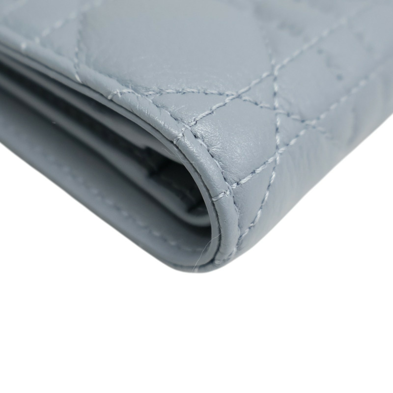 藍色 羊皮 Dior Caro Dahlia 扣式短夾 S5173【Dior 迪奧 】 S5173-10