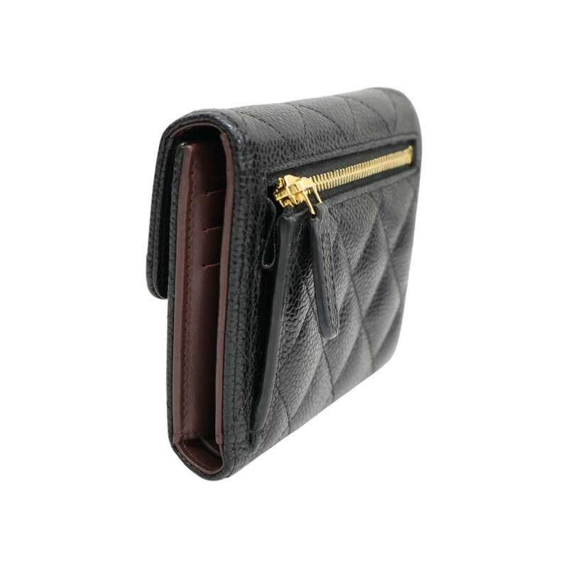 黑色 荔枝紋 牛皮 三折短夾 金扣 AP0231【CHANEL 香奈兒】 AP0231-1