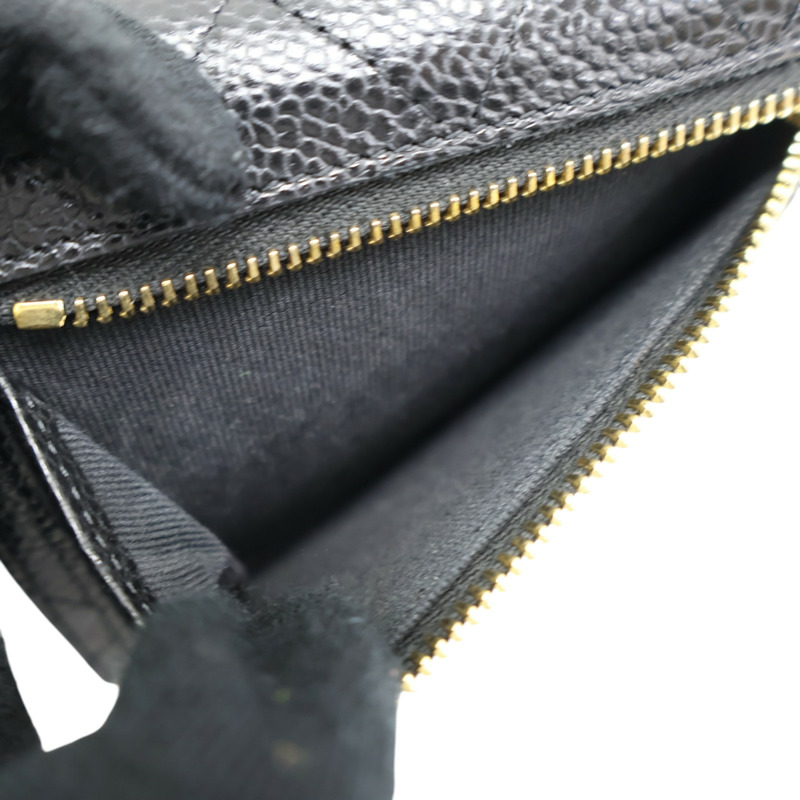 黑色 荔枝紋 牛皮 三折短夾 金扣 AP0231【CHANEL 香奈兒】 AP0231-4