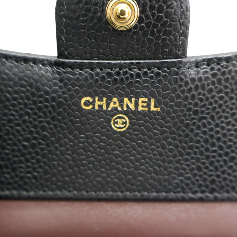黑色 荔枝紋 牛皮 三折短夾 金扣 AP0231【CHANEL 香奈兒】 AP0231-5