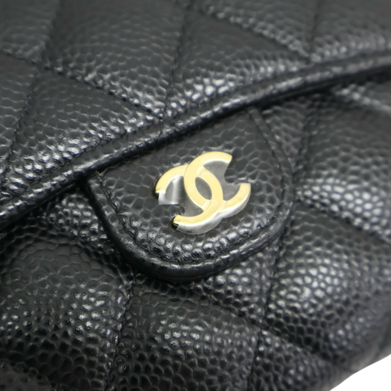 黑色 荔枝紋 牛皮 三折短夾 金扣 AP0231【CHANEL 香奈兒】 AP0231-8