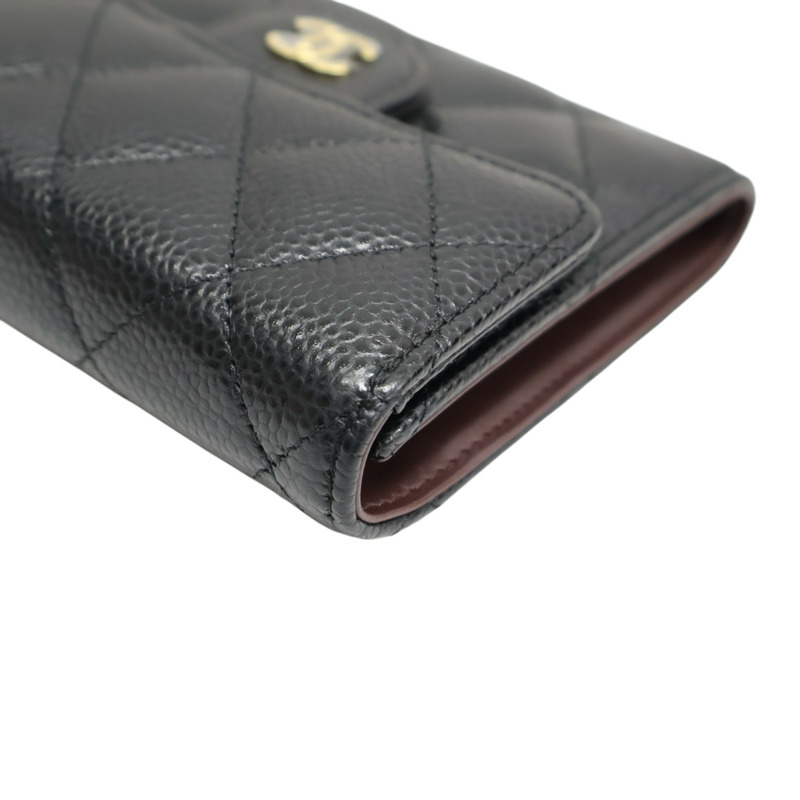 黑色 荔枝紋 牛皮 三折短夾 金扣 AP0231【CHANEL 香奈兒】 AP0231-10