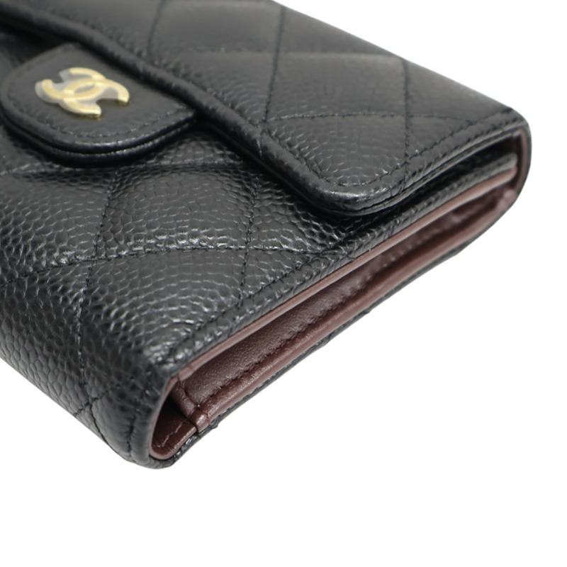 黑色 荔枝紋 牛皮 三折短夾 金扣 AP0231【CHANEL 香奈兒】 AP0231-11