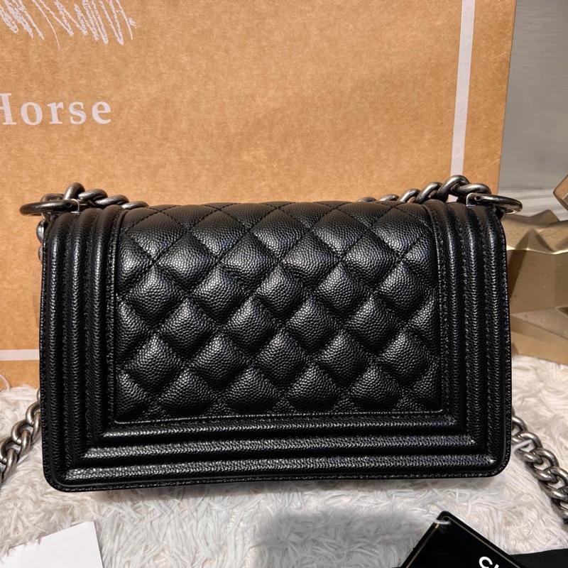 Chanel Boy20 荔枝復古黑銀-1