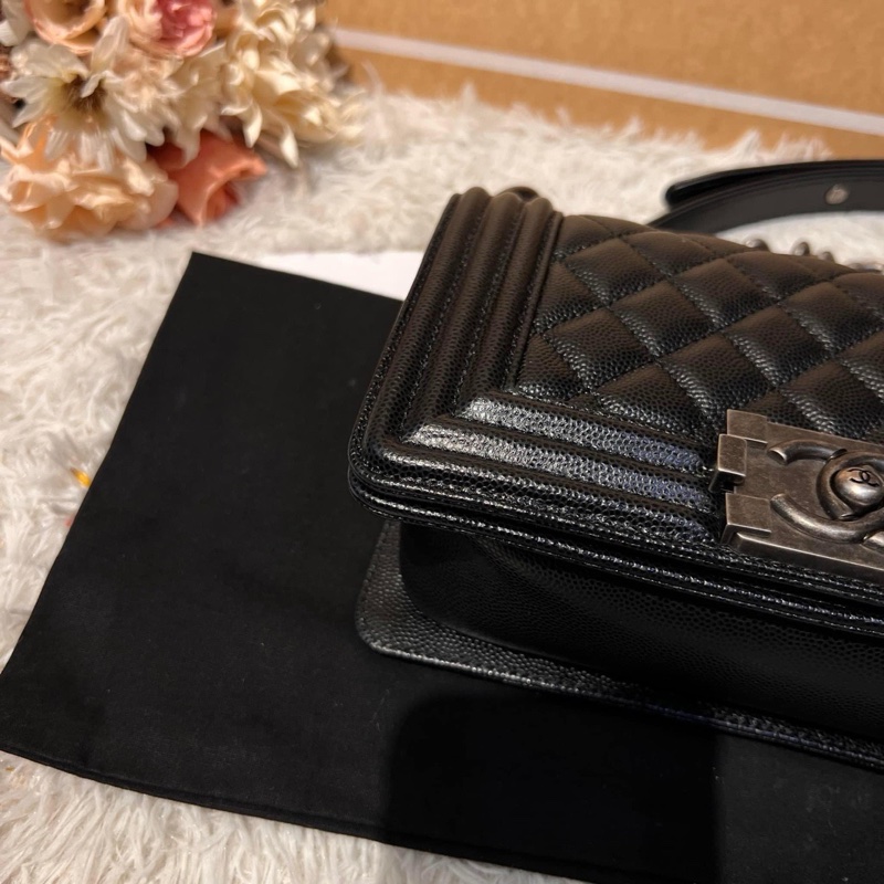 Chanel Boy20 荔枝復古黑銀-4