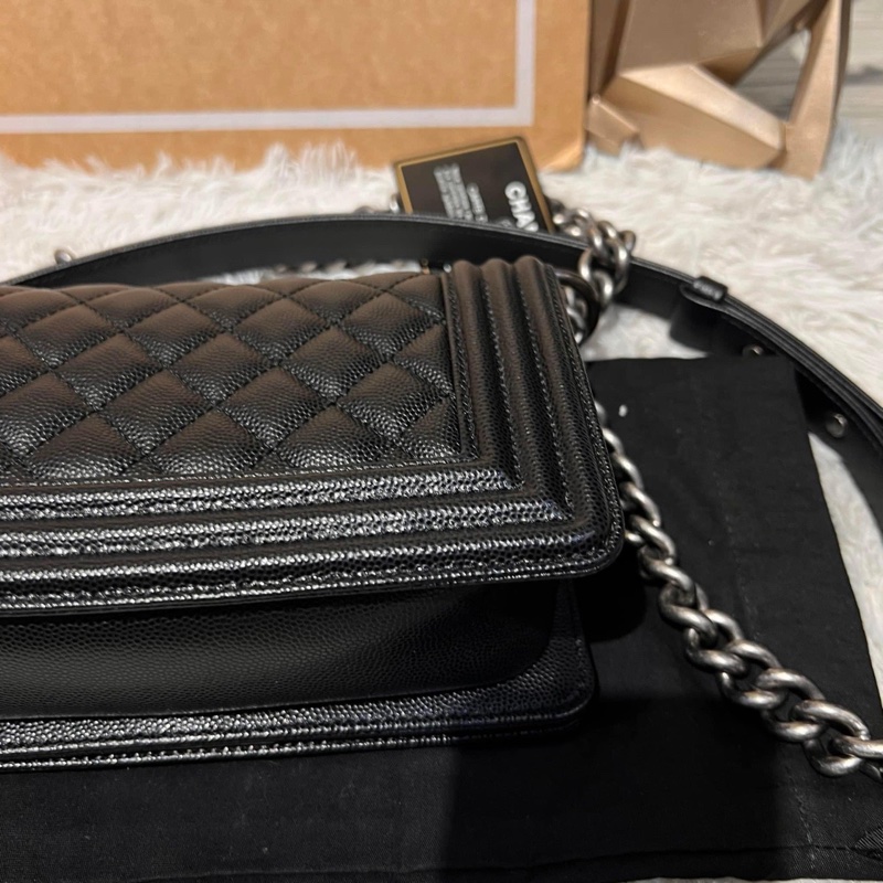 Chanel Boy20 荔枝復古黑銀-5