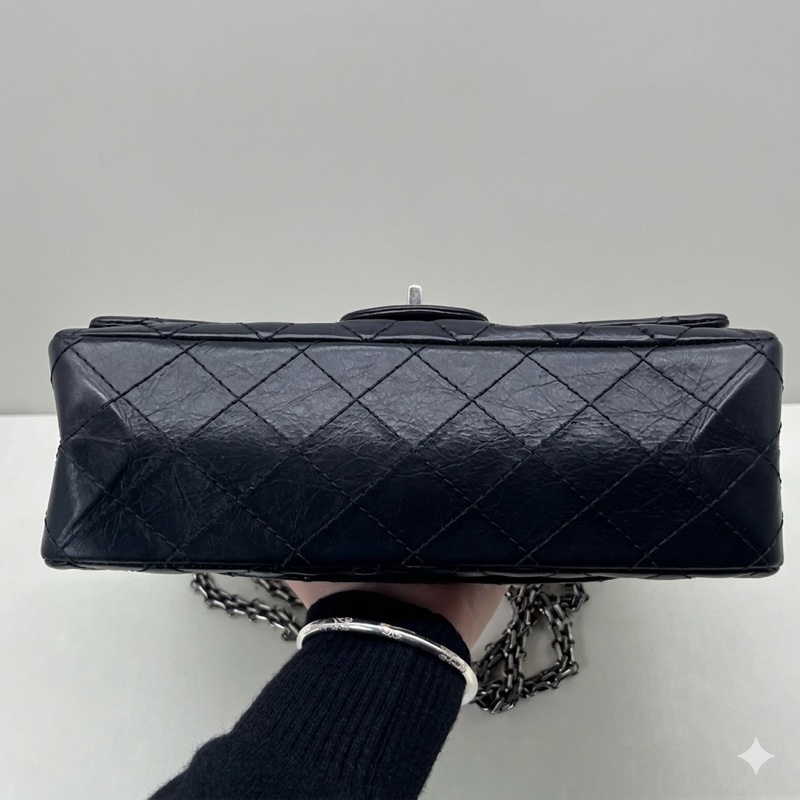 Chanel/香奈兒2.55 黑銀小號鏈條包 21開 尺寸：20*15.5*6-2