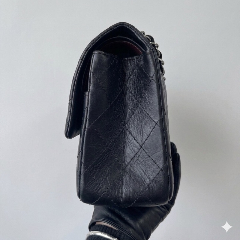 Chanel/香奈兒2.55 黑銀小號鏈條包 21開 尺寸：20*15.5*6-5