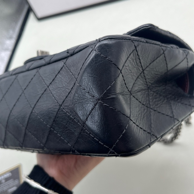 Chanel/香奈兒2.55 黑銀小號鏈條包 21開 尺寸：20*15.5*6-7