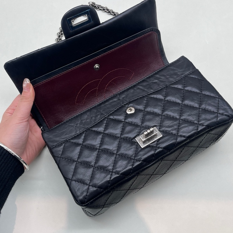 Chanel/香奈兒2.55 黑銀小號鏈條包 21開 尺寸：20*15.5*6-8