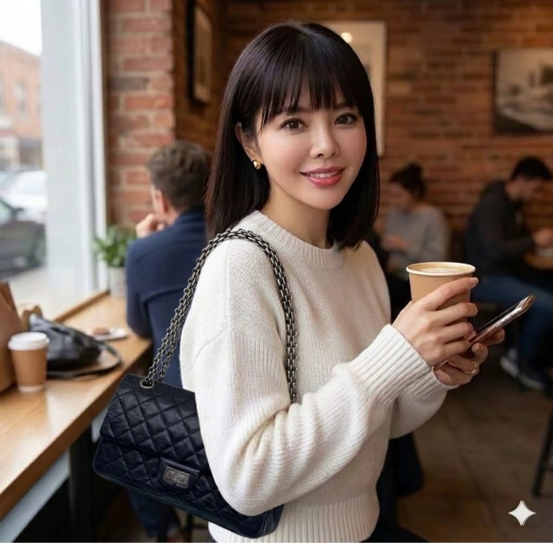 Chanel/香奈兒2.55 黑銀小號鏈條包 21開 尺寸：20*15.5*6-9