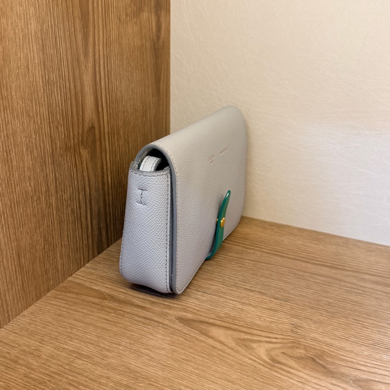 Celine 藍灰色拼綠色斜背包-1