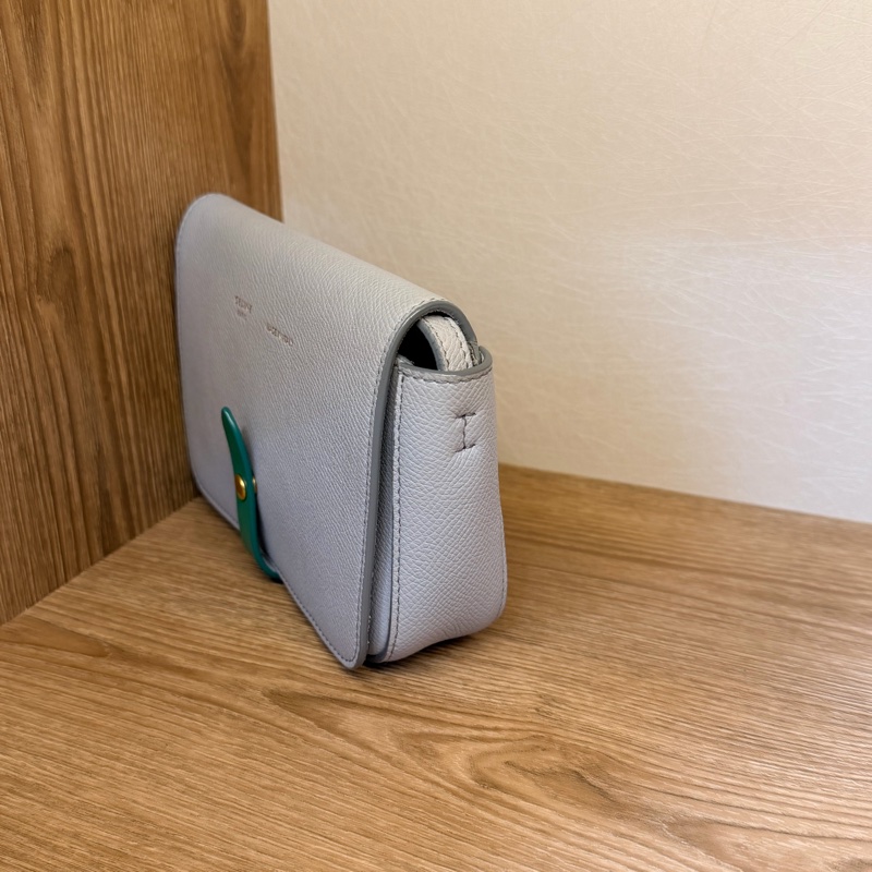 Celine 藍灰色拼綠色斜背包-2