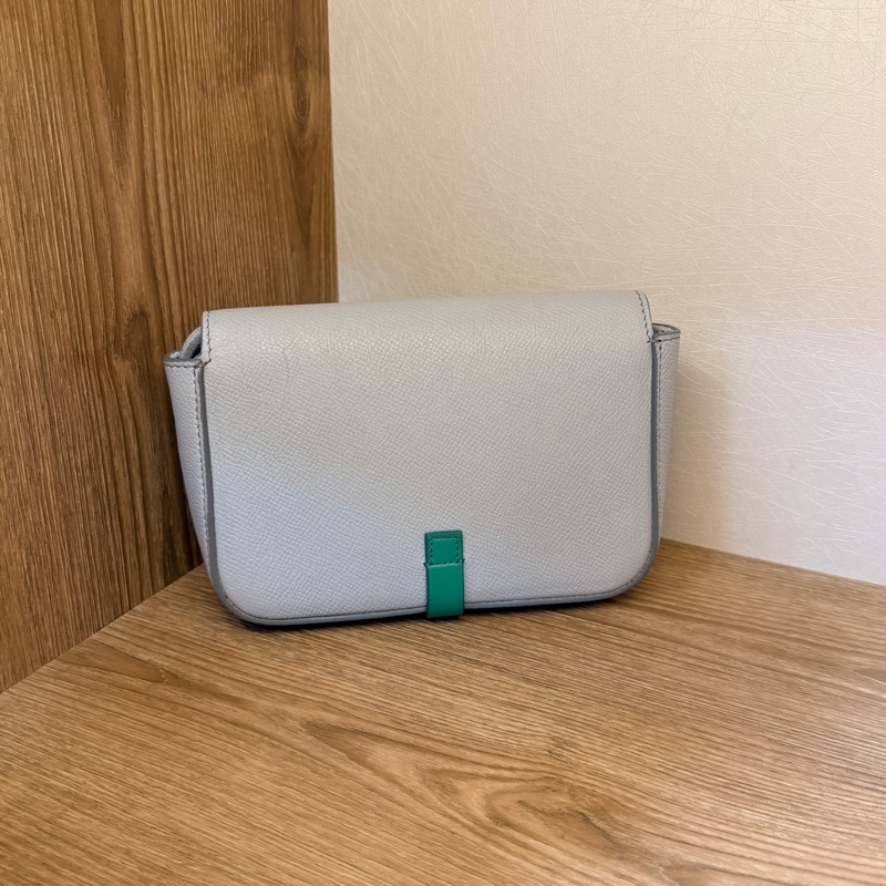 Celine 藍灰色拼綠色斜背包-3