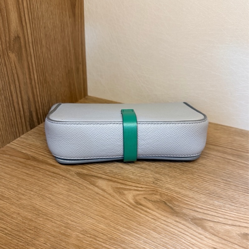 Celine 藍灰色拼綠色斜背包-5