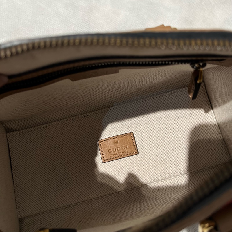 Gucci 黑帆布拚棕皮波士頓手提斜背兩用包-8