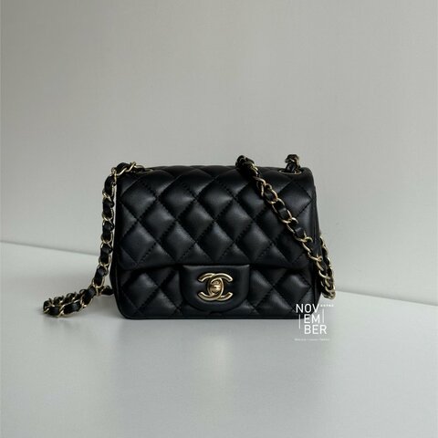 98新🖤 全配有購證 Chanel 香奈兒 方胖 黑色金釦