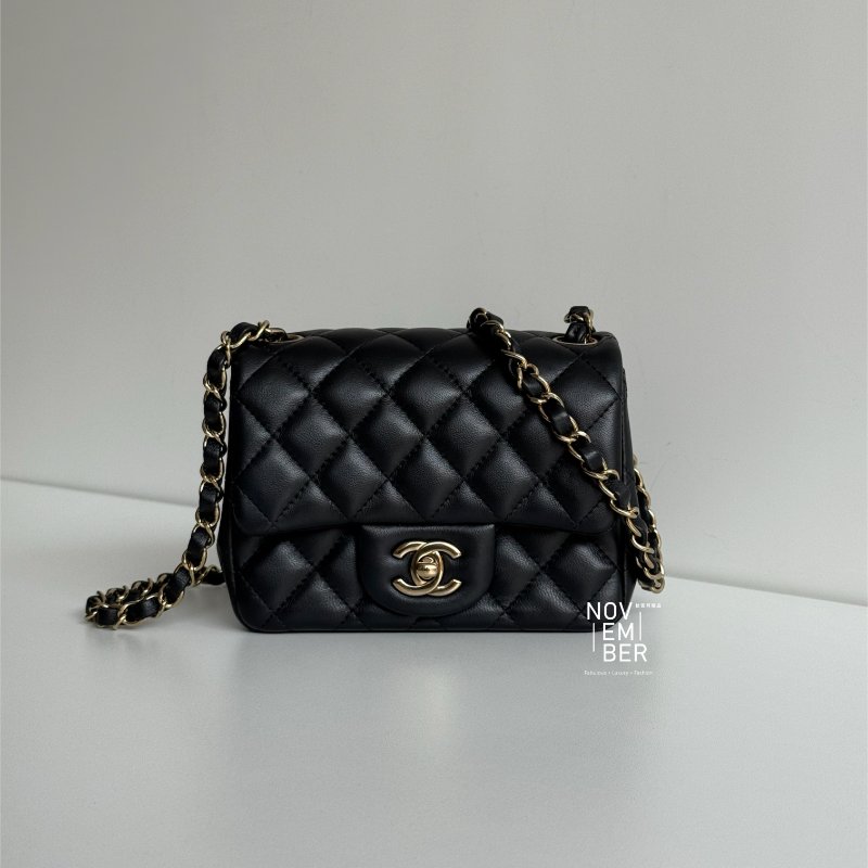 98新🖤 全配有購證🙌🏻 Chanel 香奈兒 方胖 黑色金釦-0