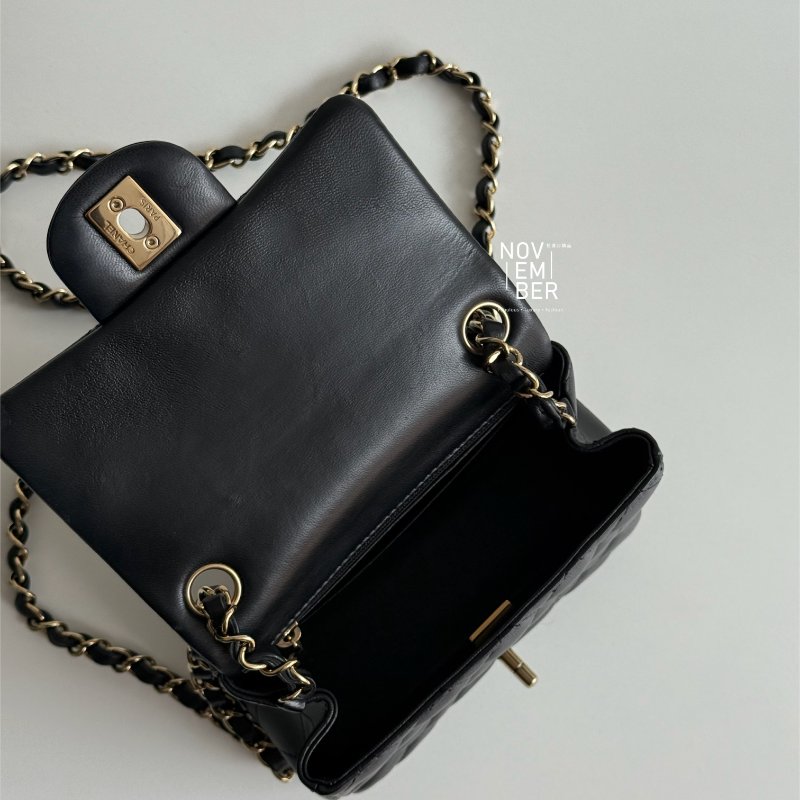 98新🖤 全配有購證🙌🏻 Chanel 香奈兒 方胖 黑色金釦-4