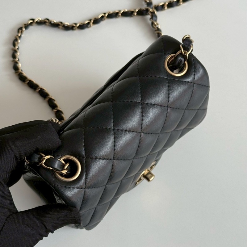 98新🖤 全配有購證🙌🏻 Chanel 香奈兒 方胖 黑色金釦-6