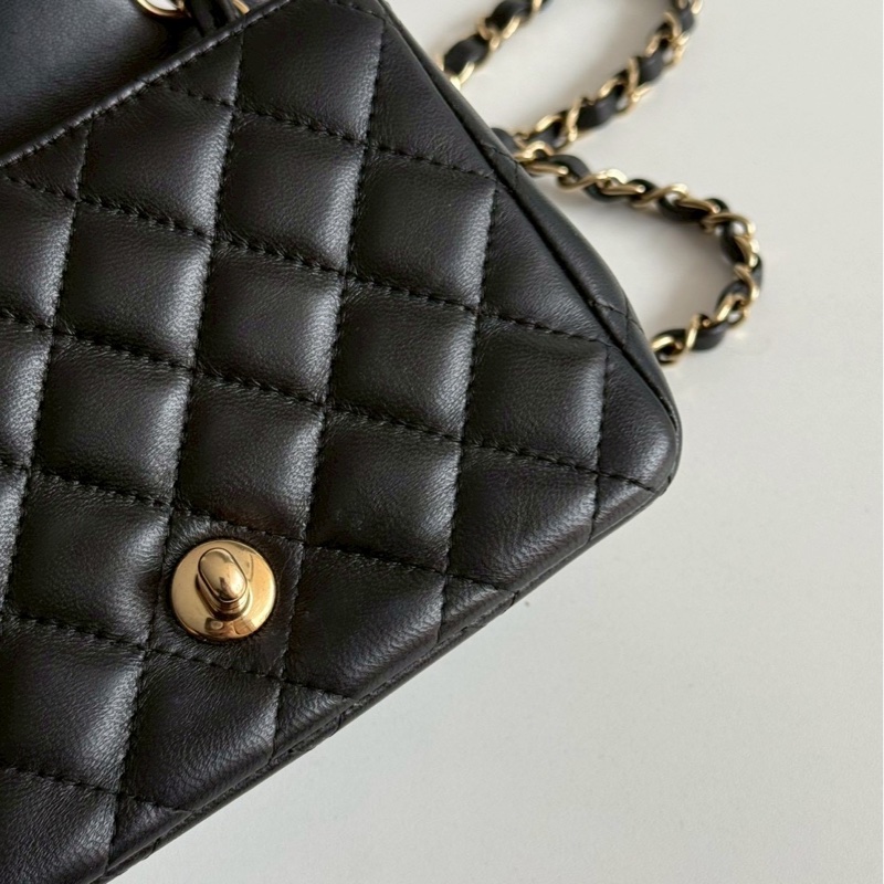 98新🖤 全配有購證🙌🏻 Chanel 香奈兒 方胖 黑色金釦-8