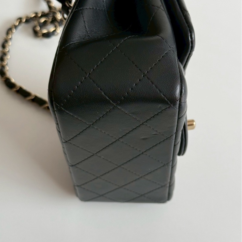 98新🖤 全配有購證🙌🏻 Chanel 香奈兒 方胖 黑色金釦-11