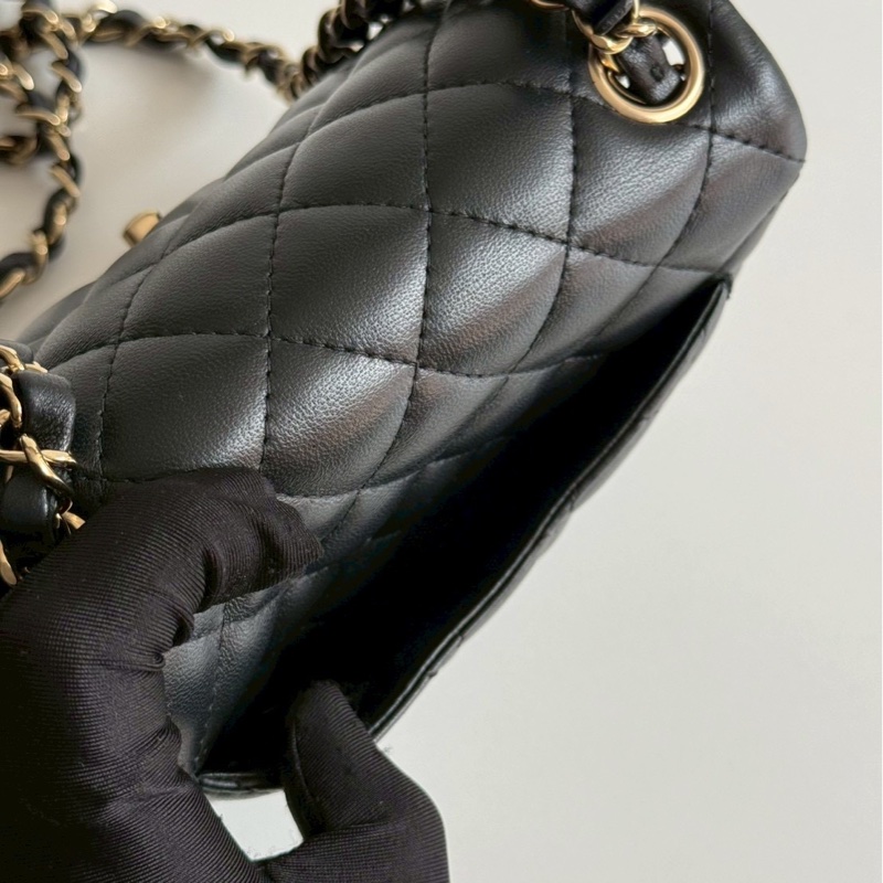 98新🖤 全配有購證🙌🏻 Chanel 香奈兒 方胖 黑色金釦-15