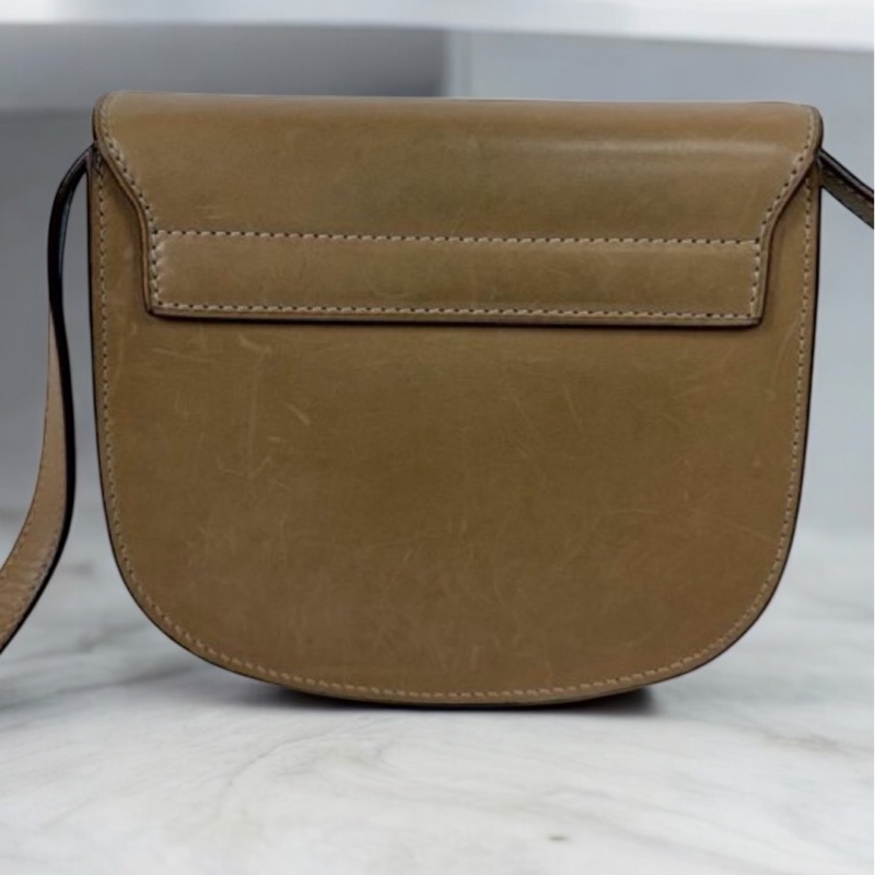 SAINT LAURENT 619740金釦奶茶色KAIA馬鞍斜背包-1