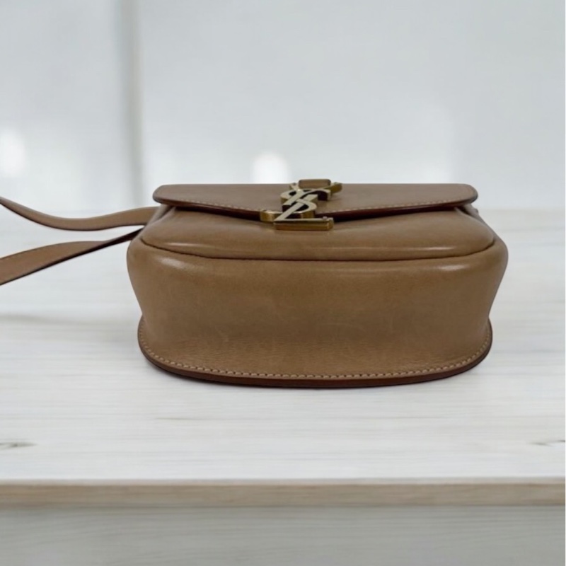 SAINT LAURENT 619740金釦奶茶色KAIA馬鞍斜背包-2