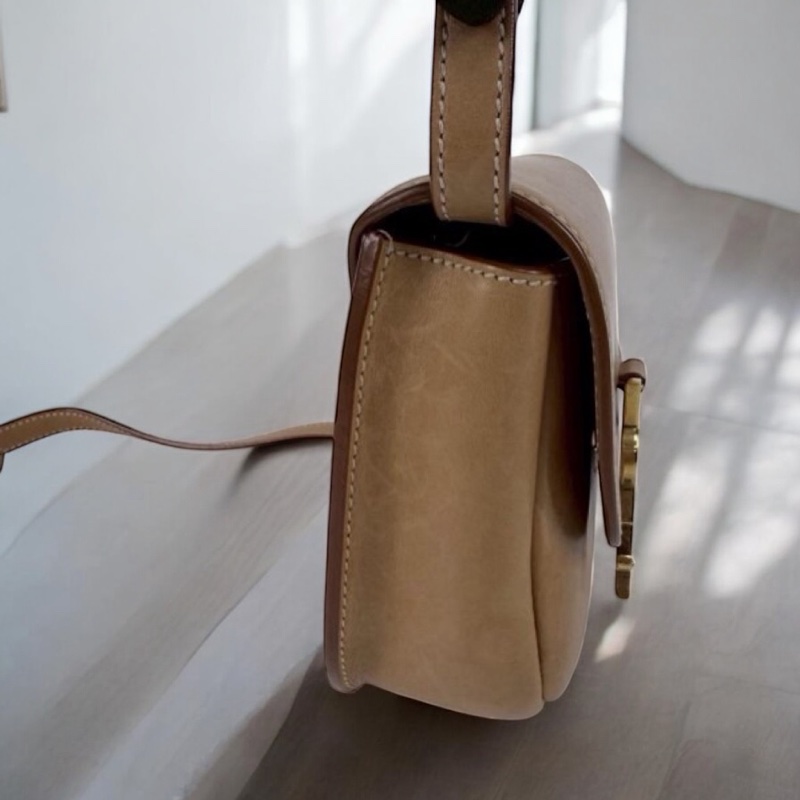 SAINT LAURENT 619740金釦奶茶色KAIA馬鞍斜背包-3