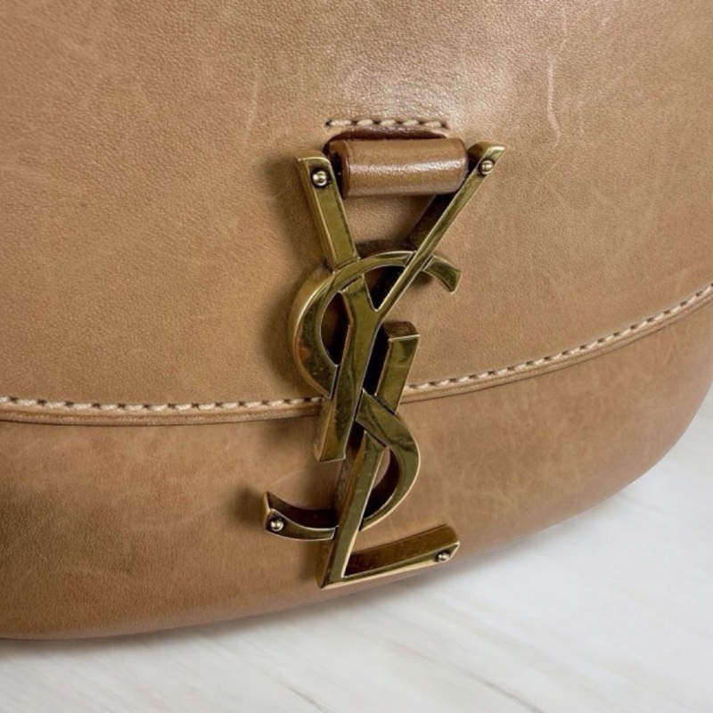 SAINT LAURENT 619740金釦奶茶色KAIA馬鞍斜背包-5