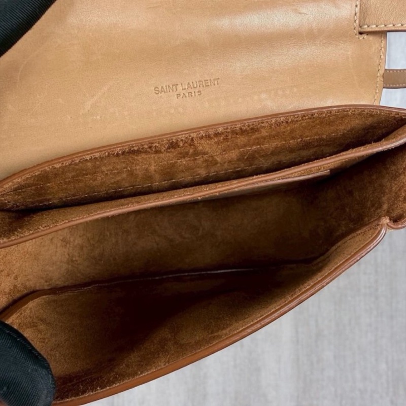 SAINT LAURENT 619740金釦奶茶色KAIA馬鞍斜背包-7