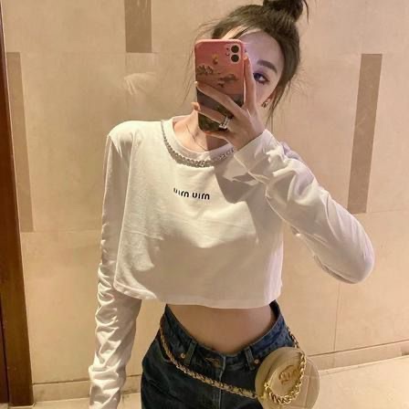 MiuMiu白色水鑽短款上衣-1