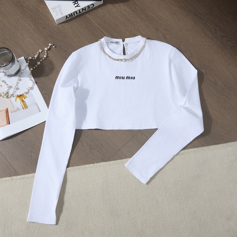MiuMiu白色水鑽短款上衣-6